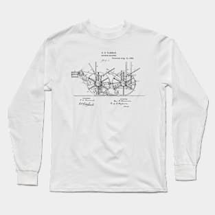 Ditching Machine Trencher Vintage Patent Hand Drawing Funny Novelty Gift Long Sleeve T-Shirt